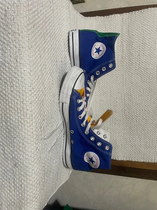 Converse Kids Blue High-Top Sneakers with Yellow & Green Accents - Picture 1 of 6